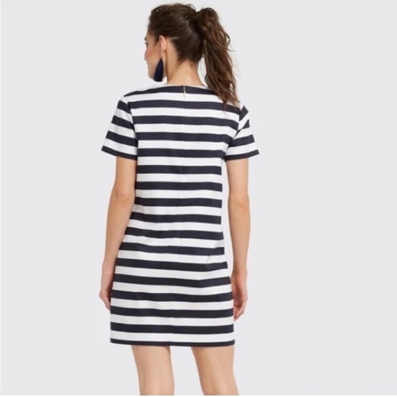 Draper James Navy Blue Striped Nautical Shift Dress Size 6 Preppy Classic Cotton - Picture 3 of 12